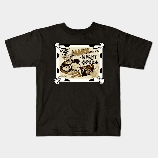 A Night At The Opera (Frame/Sepia) Kids T-Shirt by Vandalay Industries
